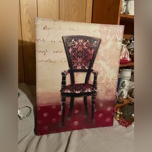 Elegant Pink and Black Chair Canvas Art